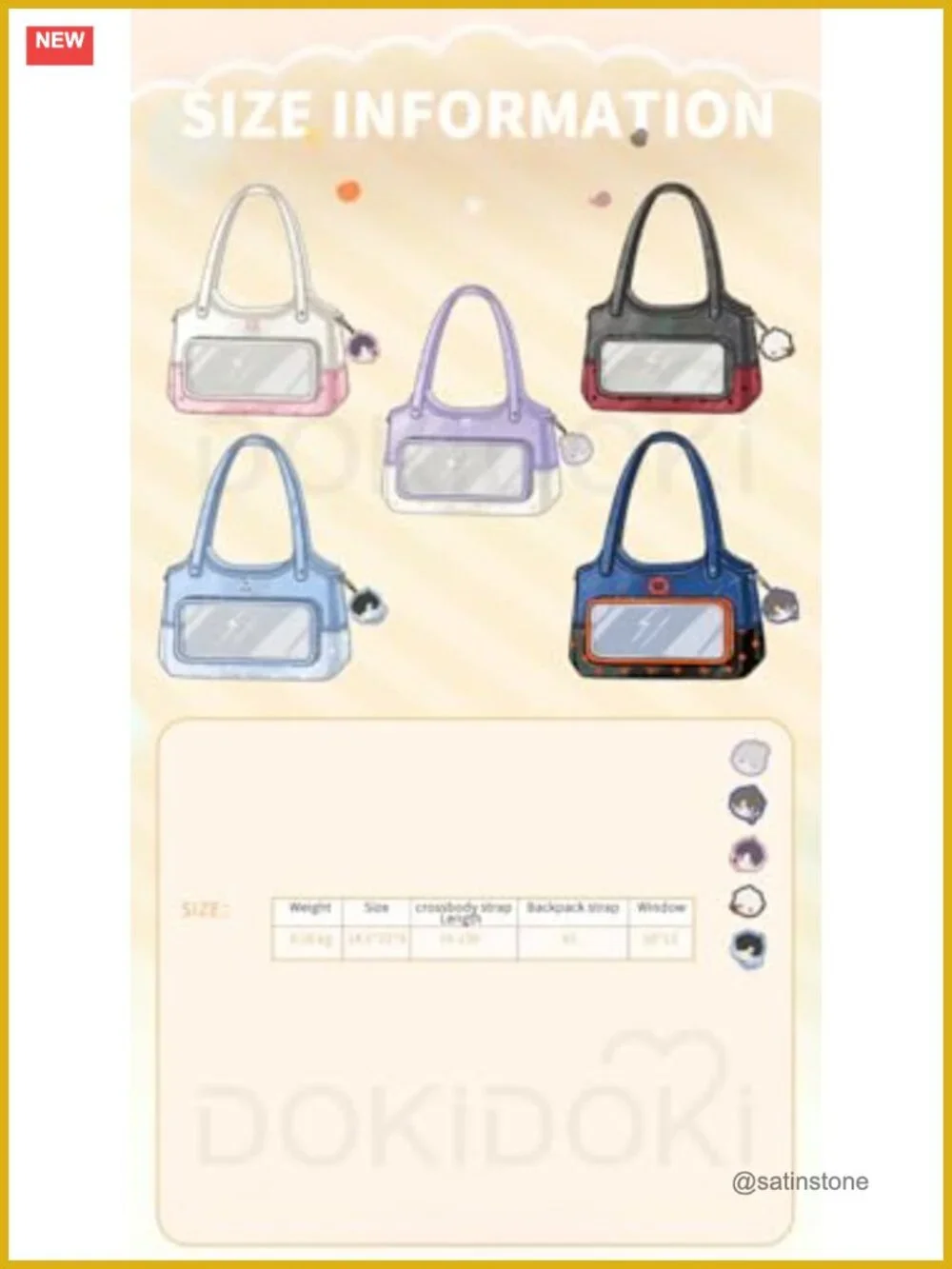 Cosplay Itabag with Crossbody Strap, Waterproof Fabric, Pin Board Display Bag